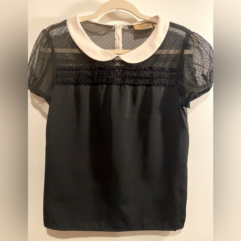 Vera Wang Peter Pan Collar sheer Sleeves & Back
